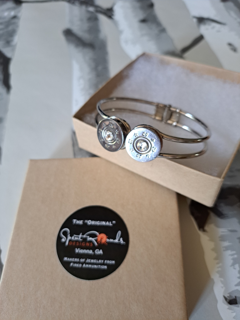 Spent Rounds 27 Gauage Silvertone Bullet Casing Double-Disc Bangle Bracelet